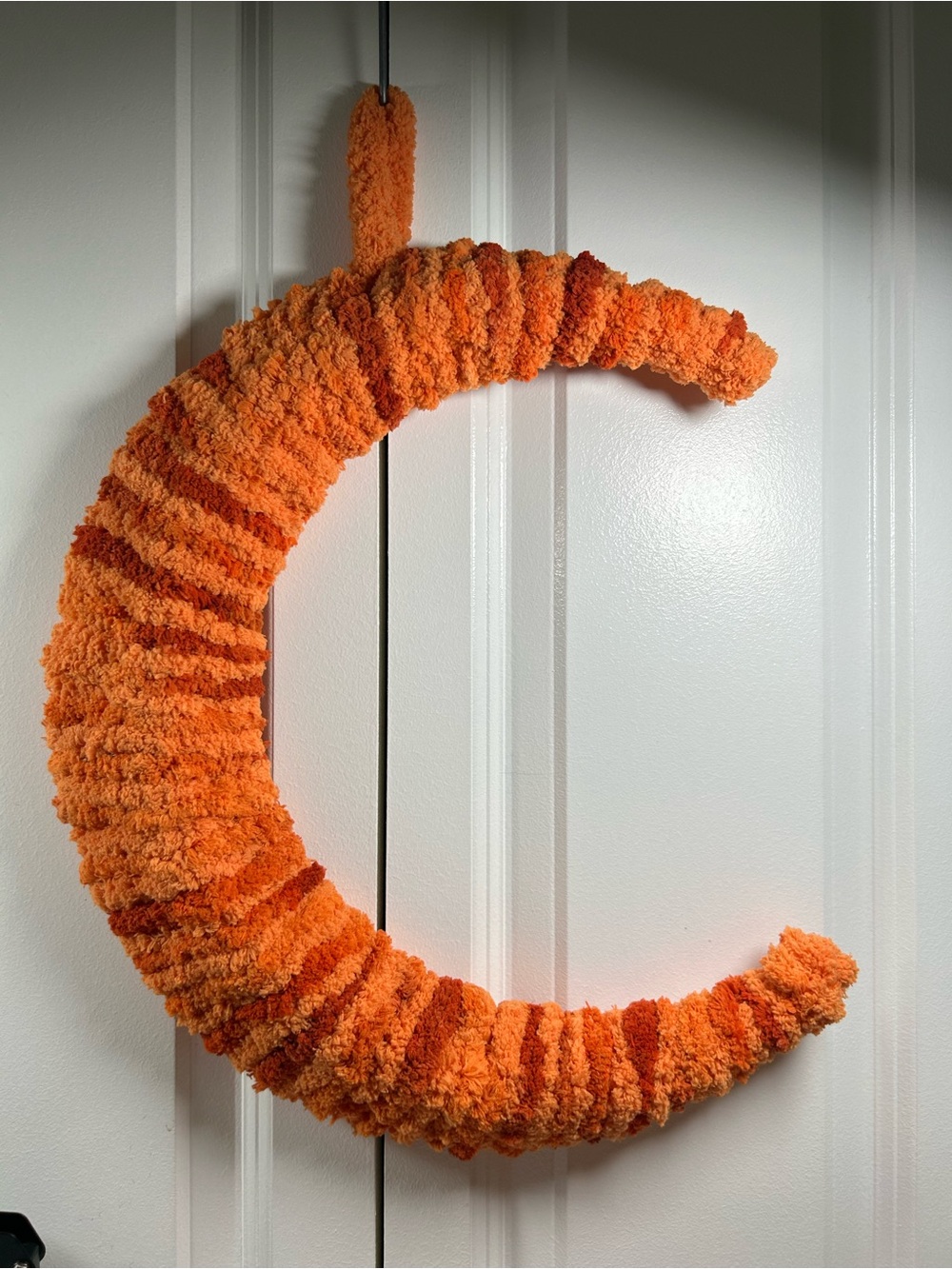 Hand Crafted Bright Orange Crescent Door Accent